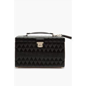 WOLF Caroline Large Leather Jewelry Case Black
